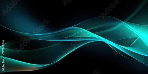 a blue and green waves on a black background