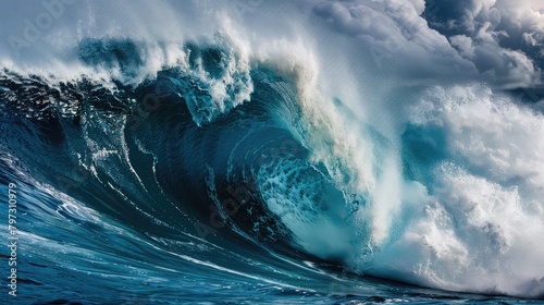 Powerful Crashing Surfing Wave Waimea Bay Hawaii. photo