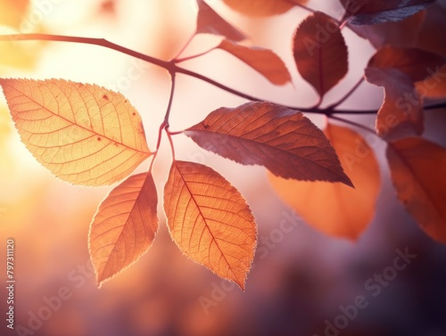 a close up of leaves on a branch