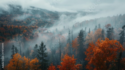 Fog blankets the northern valleys, shrouding the landscape in mystery as autumn casts its enchanting spell. photo