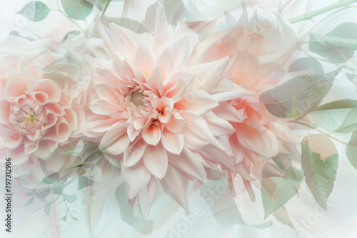 Soft Blush Floral Dreamscape with Transparent Overlays