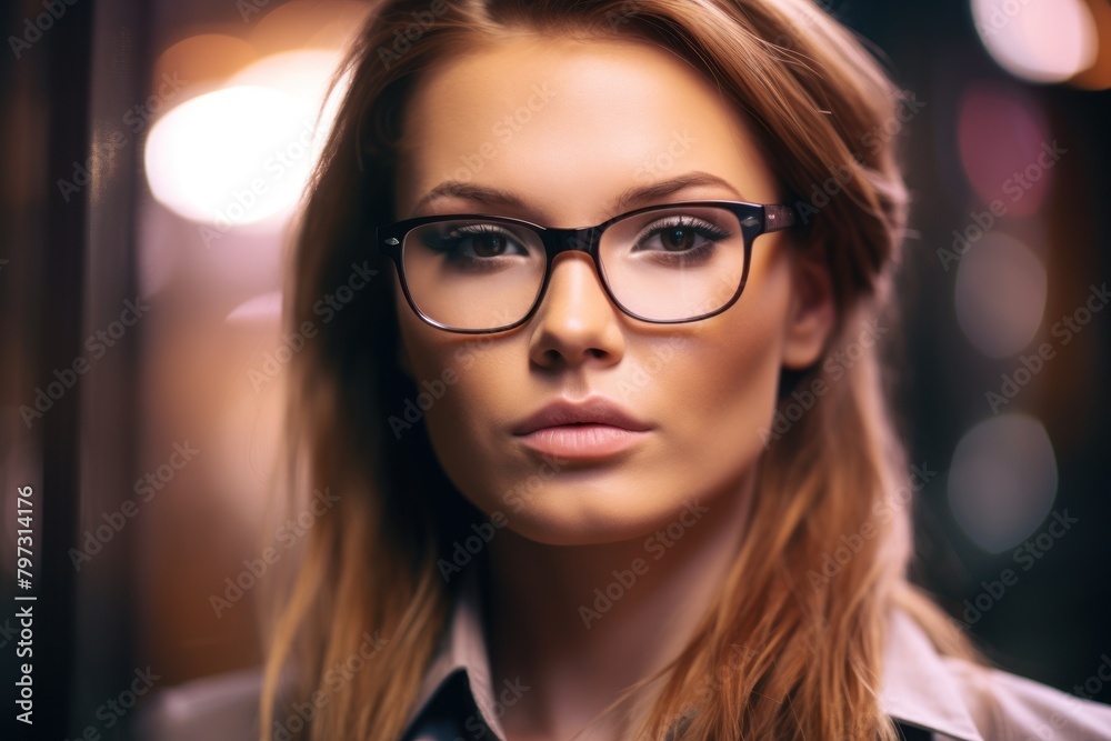 a woman wearing glasses and a white shirt a woman wearing glasses and a white shirt