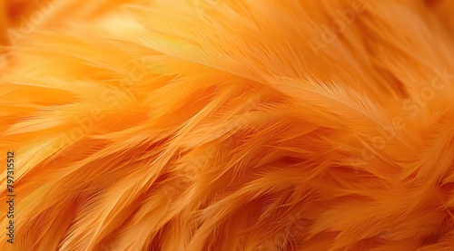 close up of a feathered orange feather