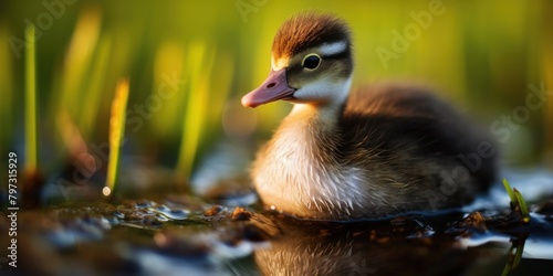 a duckling in the water
