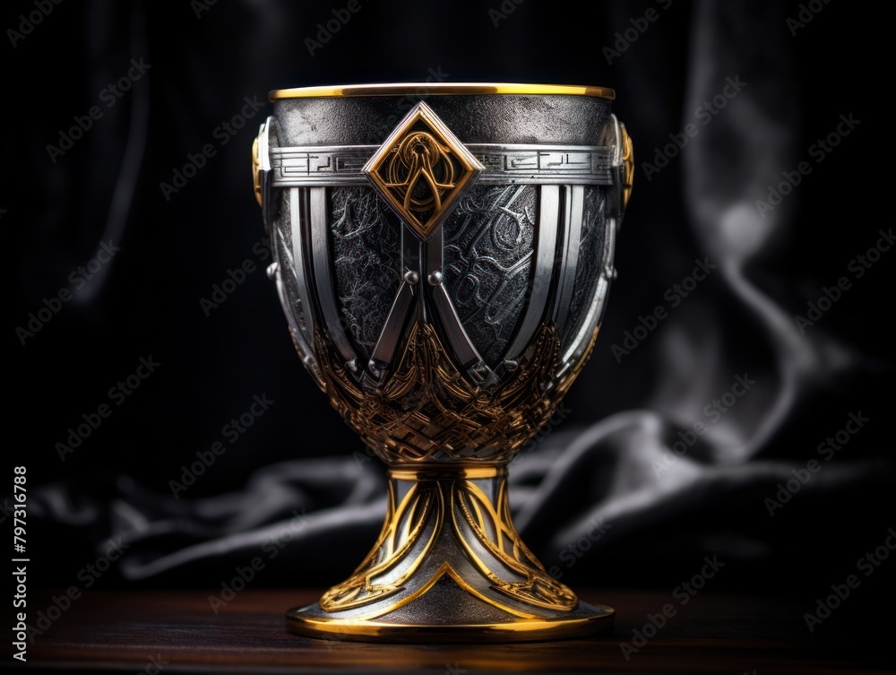 a silver and gold cup