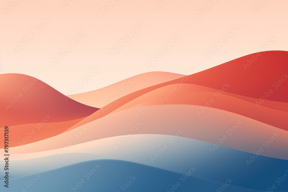 Fototapeta premium a colorful hills with blue and red waves