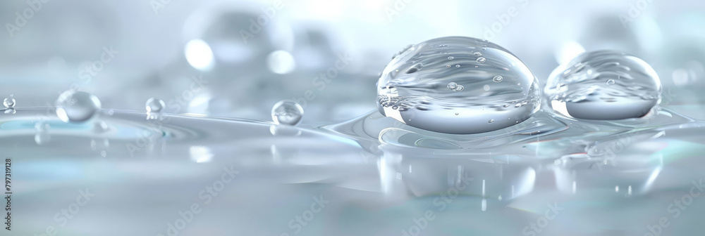 water drops and bubbles,,Collagen Skin Serum and Vitamin , bubbles in water, for beauty skin care cosmetics, spa products,abstract oil bubbles or face serum background. Oil and water bubbles .banner