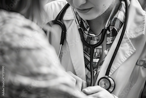 Close-up of Doctor with Stethoscope photo