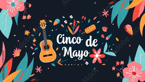 Cinco de Mayo Mexican holiday vector illustration with text 