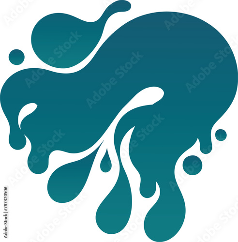 Flat dark blue water splash on white background generated by Ai