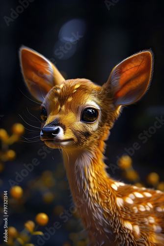 Captivating Close-up Portrait of a Deer Fawn in a Cinematic 3D Render