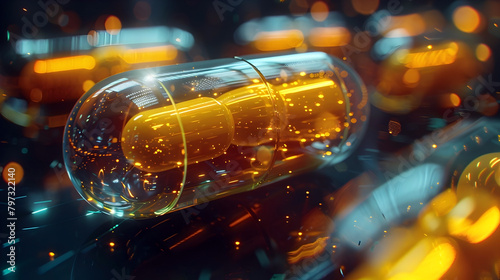 Captivating Immortality Potion in Glowing Glass Capsule - Cinematic Sci-Fi with Details