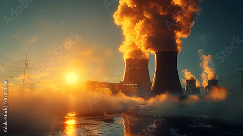 Dramatic Sunset at Nuclear Power Plant: Exploring the Socioeconomic Implications of Phasing Out Nuclear Energy photo