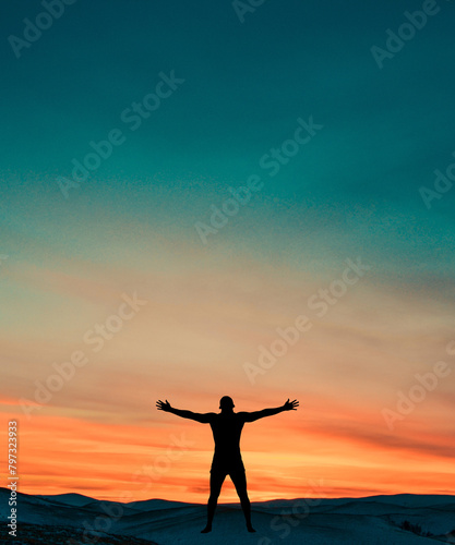 Sunset strenth, power, success, silhouette photo