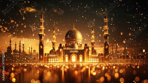 A beautiful serene mosque background for graphic design