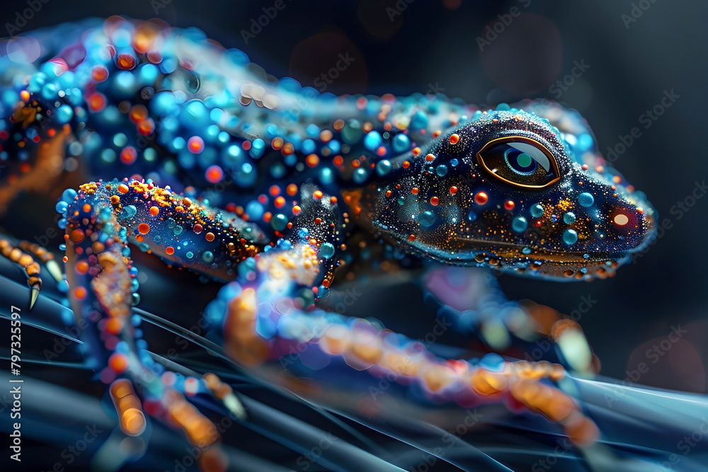 Innovatively Engineered Chameleon with Vibrant Colors and Intricate Textures in a Captivating Closeup View