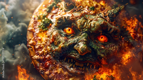 Mischievous Demon Convinces Everyone the Earth is a Giant Pizza,Sparking Comical Debates Over Toppings in Cinematic,Hyper-Detailed
