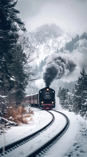 Train locomotive mountain vehicle. © Rawpixel.com