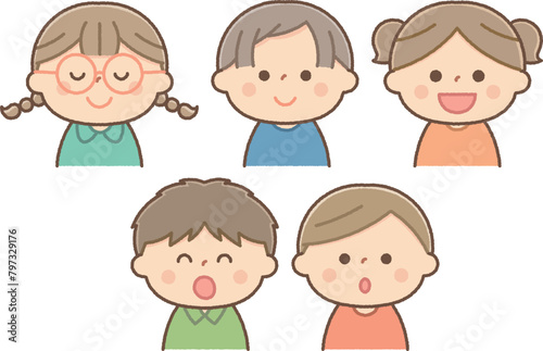 可愛い子供の顔アイコンセット