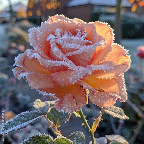 a rose that is covered in frost and frosting