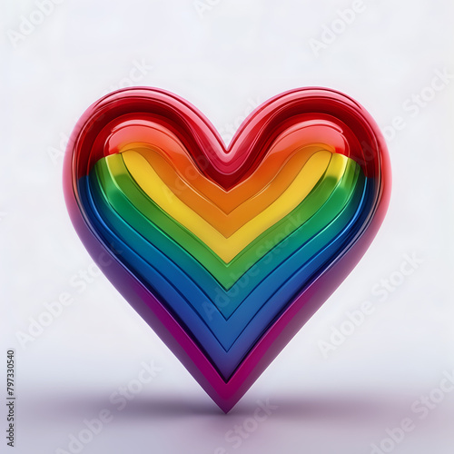 Vibrant LGBTQ heart in 3D - generated by ai