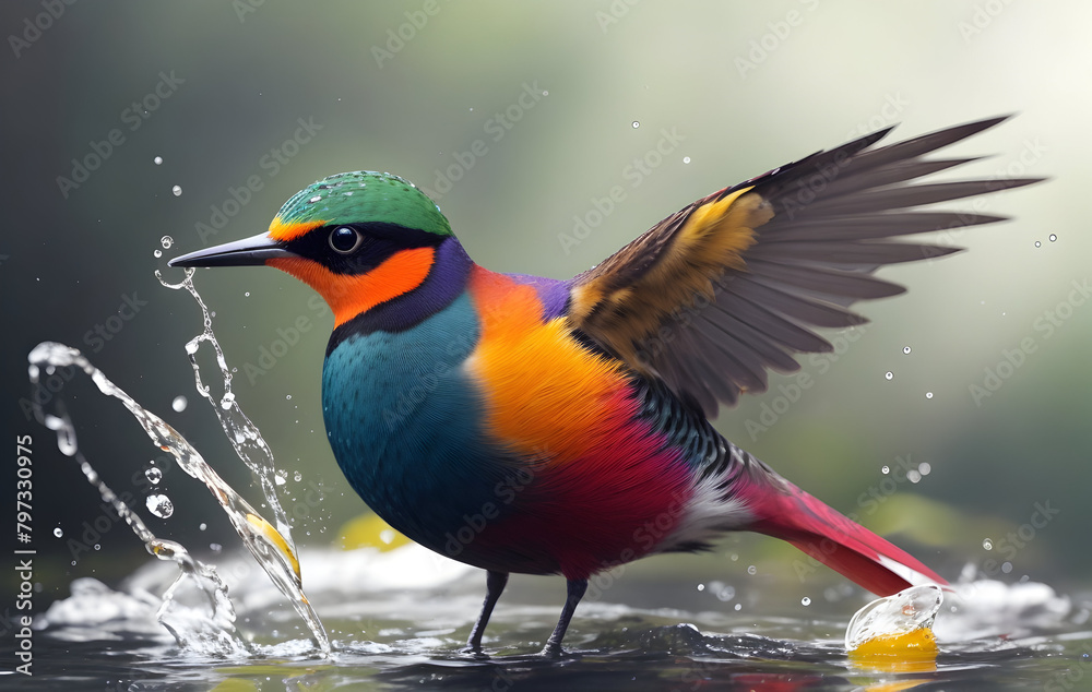 A colorful bird with beautiful natural place A colorful bird with beautiful natural place