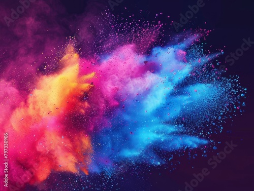 Indian Holi Festival Celebration. Banner with color powder explosion © Johannes