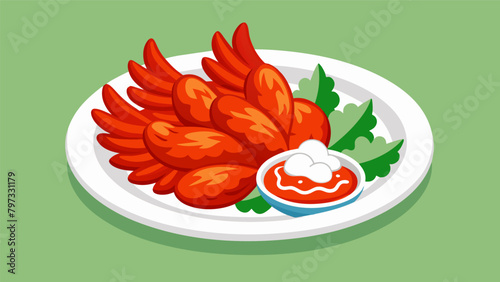 A plate of bright red BBQ chicken wings served with a side of coleslaw symbolizing the tenacity and endurance of African American communities in the. Vector illustration