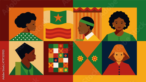 Stitching Together History The display includes quilts that depict important historical moments reminding viewers of the significance of Juneteenth in. Vector illustration