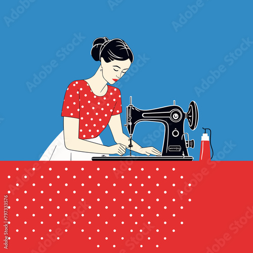 woman sewing on a machine