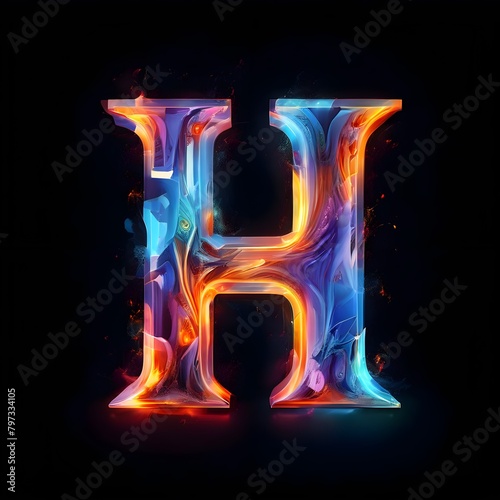 glowing neon letter H