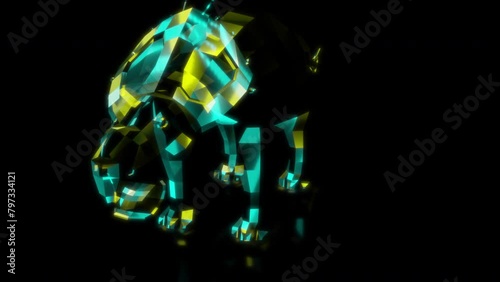 Rendering 3D animation, VISUAL EFFECTS Low Poly Achelousaurus Model on a black background photo