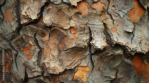 A mesmerizing macro photograph showcasing the intricate texture of tree bark, with fine lines, rough edges, and subtle patterns creating a visually captivating image
