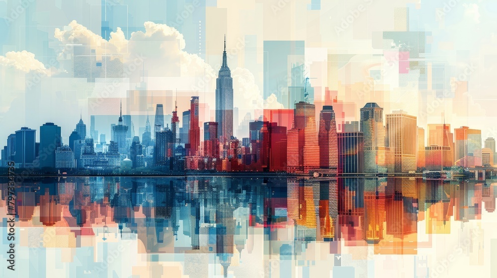 Futuristic City Reflections in Abstract Style Futuristic City Reflections in Abstract Style
