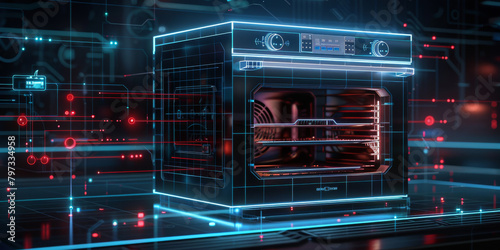 Microwave oven small home appliance science and technology see -through illustration.