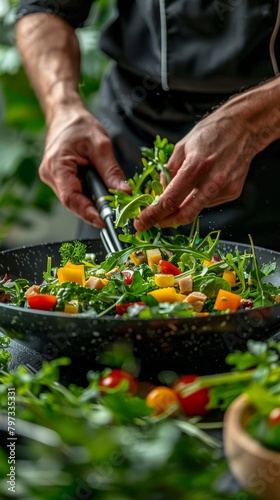 Chef Preparing Fresh Garden Salad