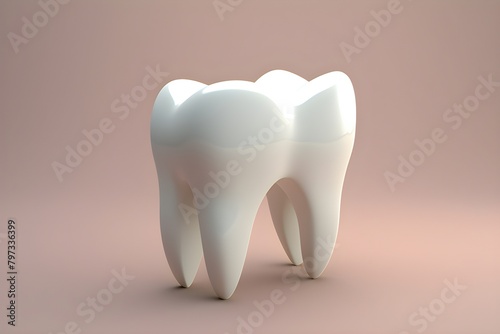 3D illustration of a tooth model  on a  beige background   generated by AI.