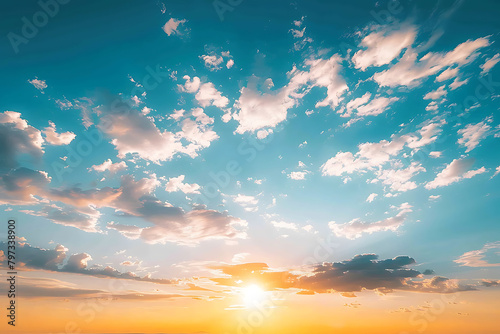 Sunset on a blue sky Blue sky with some clouds  Blue Sky and Dreamy Cloudscape