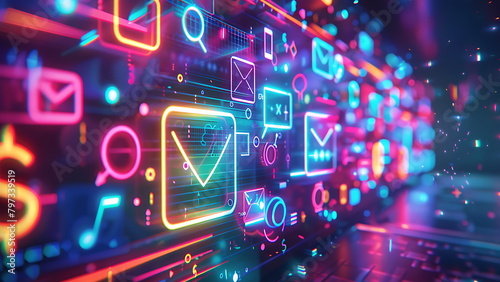 Abstract technology background, social media marketing concept. with generative ai
