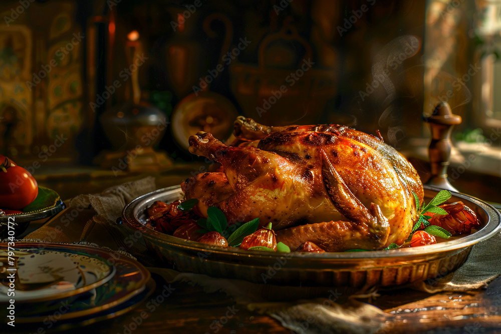 Backed whole chicken, Generative Ai Backed whole chicken, Generative Ai