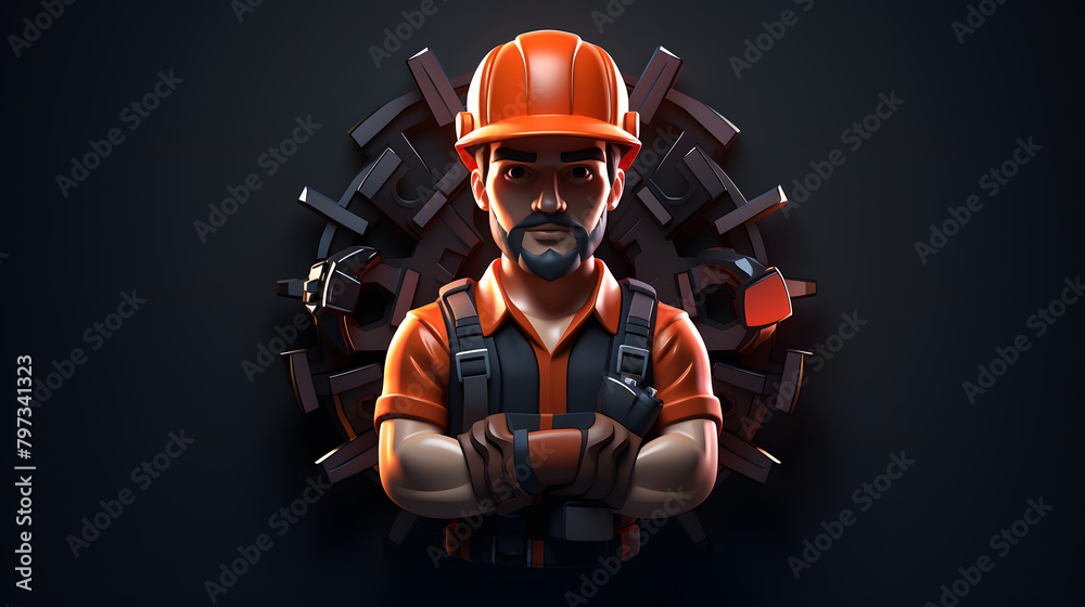 Drill mechanic icon 3d Drill mechanic icon 3d