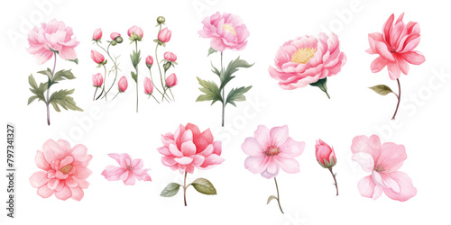 Water color flowers are suitable for wedding invitation elements