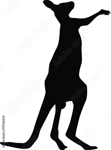 Silhouette of kangaroo animal illustration in black color
