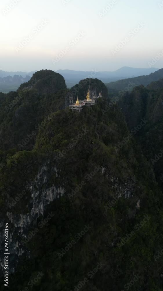 Drone video of the beautiful Tiger cave temple at the top of the mountain Drone video of the beautiful Tiger cave temple at the top of the mountain