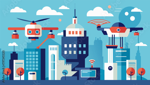 Automated drones and robots controlled by neural interfaces performing tasks and maintenance throughout the city..