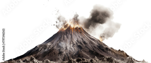 volcano with lava isolated on transparent background photo