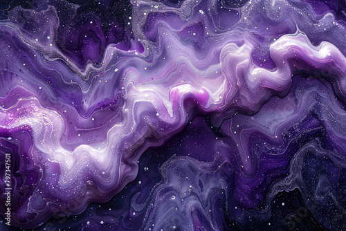 A closeup of swirling purple nebulae in space, evoking the mystery and beauty found beyond Earth's atmosphere. Created with Ai