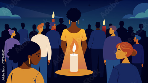 The glow of candlelight fills the air as voices raised in prayer and reflection pay tribute to the spirits of those who came before on this Juneteenth. Vector illustration