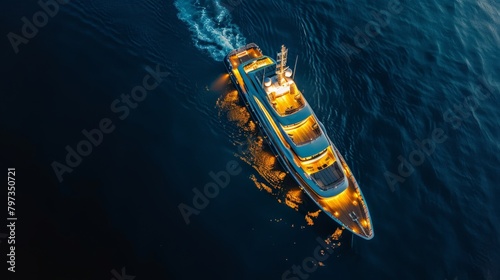 Aerial Photography of a Yacht at Night © Yaiza Canvas