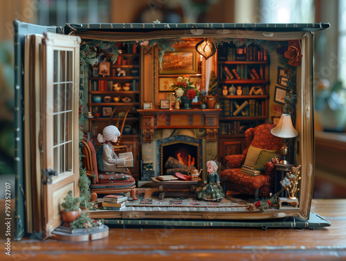 A Whimsical Miniature Library: Warmth and Wonder in a Vintage Suitcase